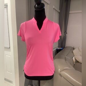 Lucky in Love women’s pleated placket mock neck polo top XS